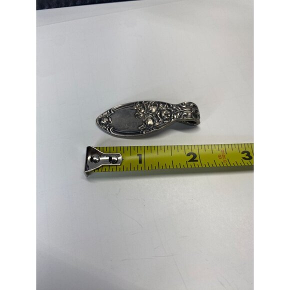 Antique Silverplate Ornate Floral Pendant With Embossed Rose Design - Picture 5 of 5